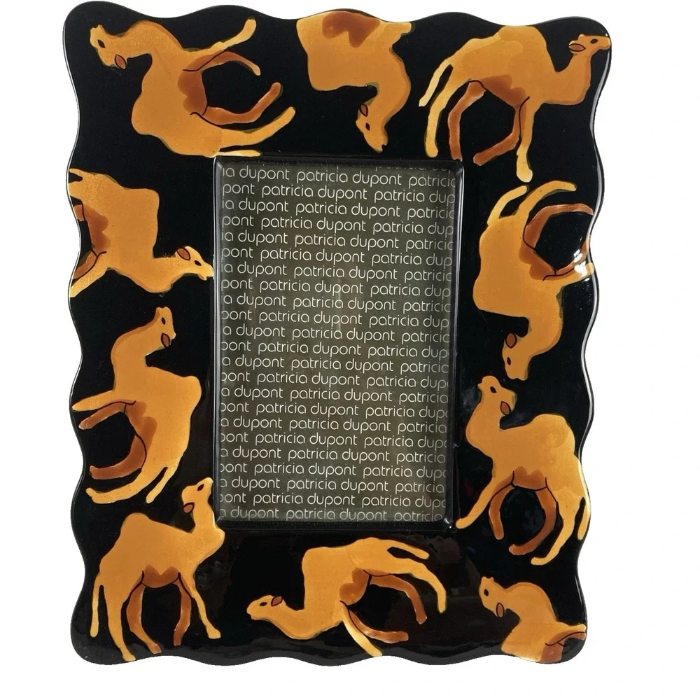 Patricia DuPont Black Picture Frame Camel Ceramic‎ 9.5x8 Rare Artsy Vintage 1997